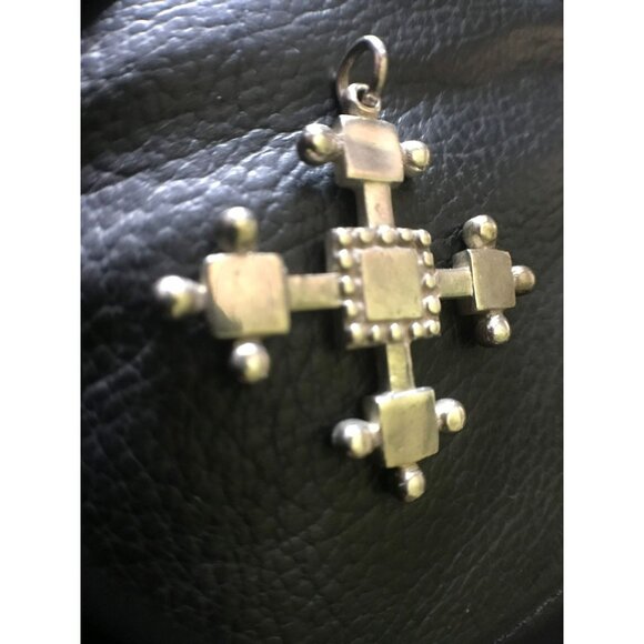 Vtg Silver Tone Crucifix Mediterranean Cross Pendant Handmade In Greece - Picture 3 of 6
